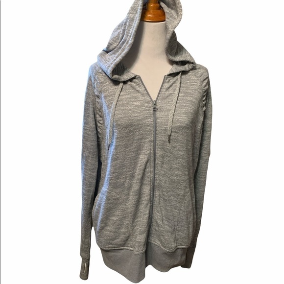 Xersion gray full zip hoodie with shoulder details - Picture 1 of 12